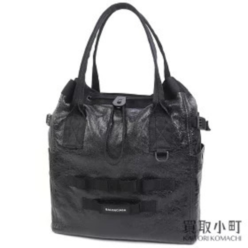 Balenciaga Army Tote Bag Black Leather Vertical Shoulder